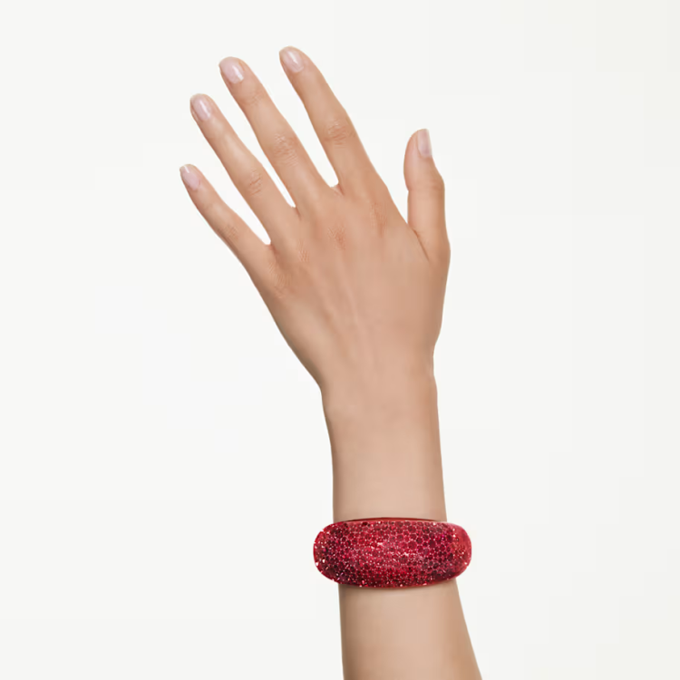 Idyllia cuff Red, Gold-tone plated