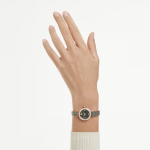 Matrix pearl bangle watch Swiss Made, Crystal bracelet, Black, Rose gold-tone finish