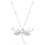 Ariana Grande x Swarovski pendant and brooch Crystal Pearl, Mixed cuts, Dragonfly, White, Rhodium plated