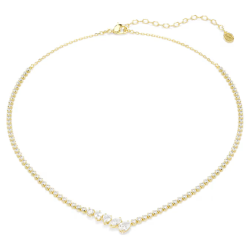 Mesmera necklace Mixed cuts, White, 18K gold finish