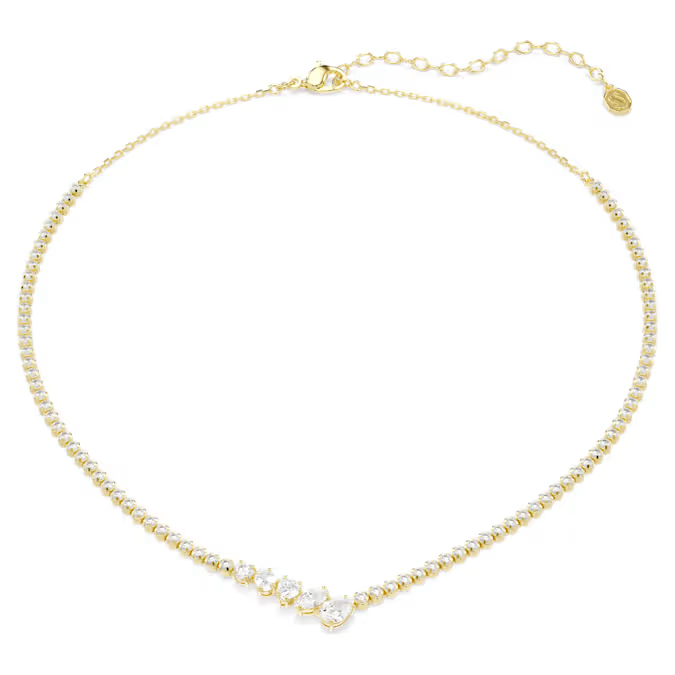 Mesmera necklace Mixed cuts, White, 18K gold finish