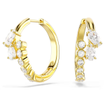 Mesmera hoop earrings Mixed cuts, White, 18K gold finish