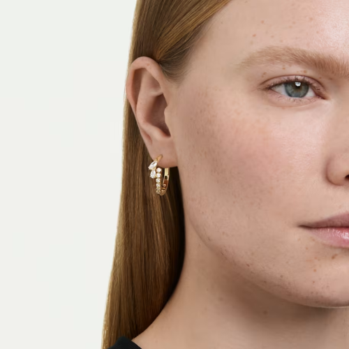 Mesmera hoop earrings Mixed cuts, White, 18K gold finish