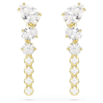 Mesmera drop earrings Mixed cuts, White, 18K gold finish