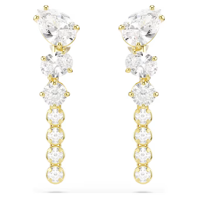 Mesmera drop earrings Mixed cuts, White, 18K gold finish