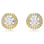 Una stud earrings Round cut, Gold tone, Gold-tone plated