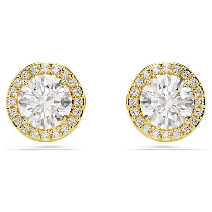 Una stud earrings Round cut, Gold tone, Gold-tone plated