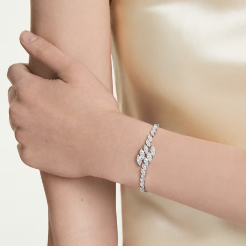 Mesmera bracelet Marquise cut, White, Rhodium plated