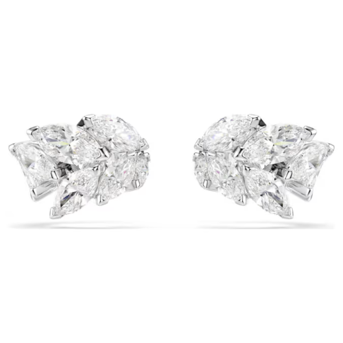 Mesmera ear cuffs Marquise cut, White, Rhodium plated