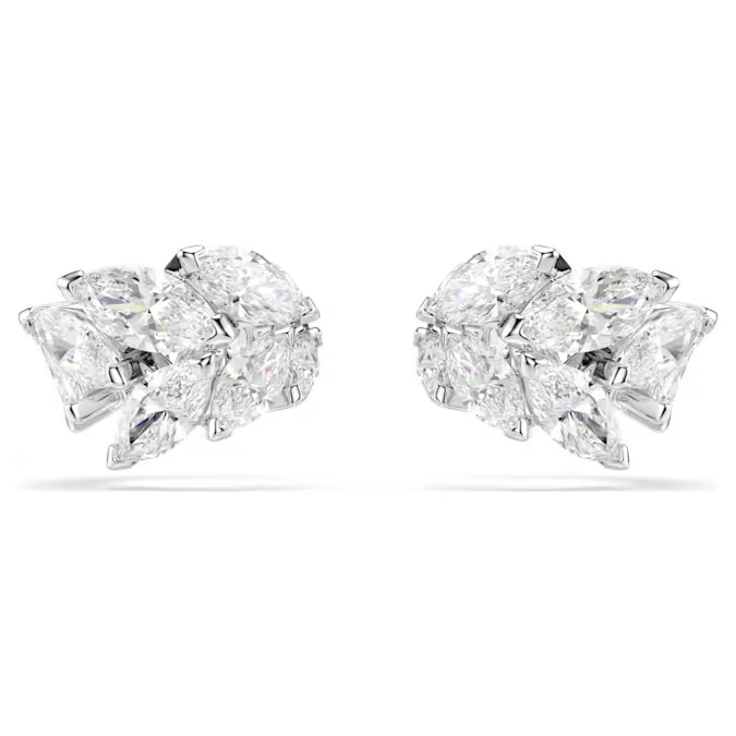 Mesmera ear cuffs Marquise cut, White, Rhodium plated