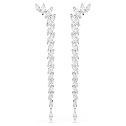 Mesmera earrings Marquise cut, White, Rhodium plated