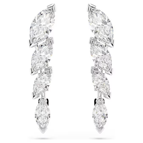 Mesmera earrings Marquise cut, White, Rhodium plated