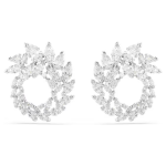 Mesmera hoop earrings Marquise cut, White, Rhodium plated