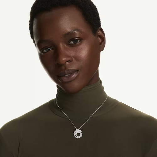 Mesmera pendant Marquise cut, White, Rhodium plated