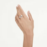 Mesmera open ring Crystal pearl, Marquise cut, White, Rhodium plated