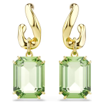 Millenia drop earrings Octagon cut, Green, 18K gold finish