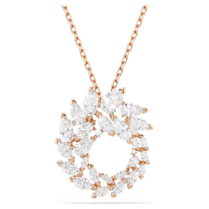 Mesmera pendant Marquise cut, White, 18K rose gold finish