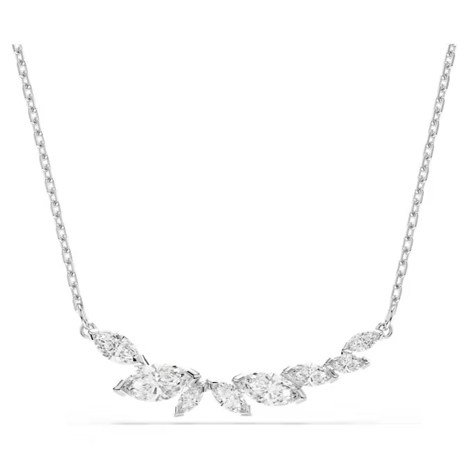 Mesmera necklace Marquise cut, White, Rhodium plated