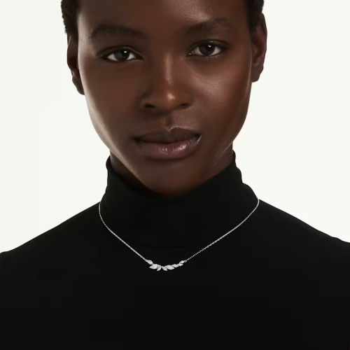 Mesmera necklace Marquise cut, White, Rhodium plated