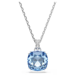 Millenia pendant Cushion cut, Blue, Rhodium plated