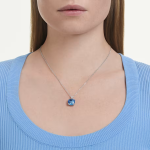 Millenia pendant Cushion cut, Blue, Rhodium plated