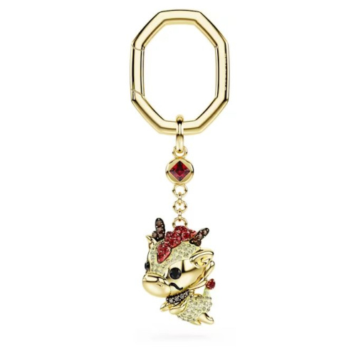 Chinese Zodiac key ring Dragon, Yellow, Gold-tone plated