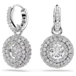 Sublima drop earrings Round cut, White, Rhodium plated