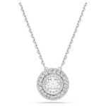 Sublima pendant Round cut, White, Rhodium plated