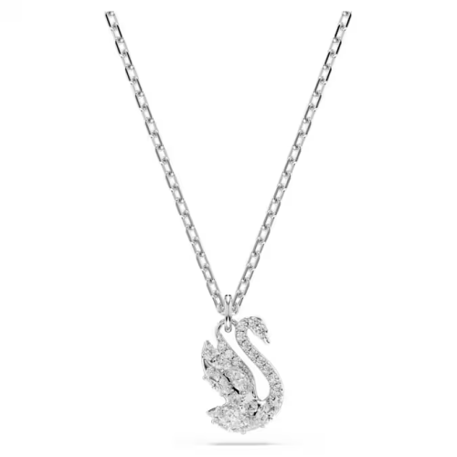 Swan pendant Mixed cuts, Swan, White, Rhodium plated
