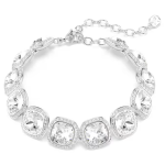 Una Angelic bracelet Cushion cut, White, Rhodium plated