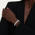 Una Angelic bracelet Cushion cut, White, Rhodium plated