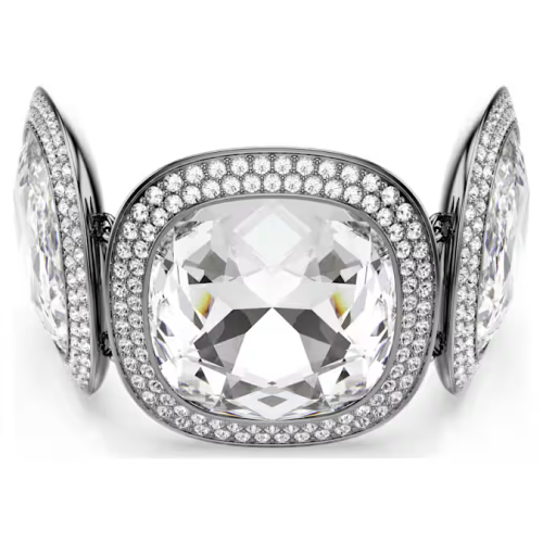 Una Angelic bracelet Cushion cut, White, Ruthenium plated