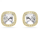 Una Angelic stud earrings Cushion cut, White, 18K gold finish