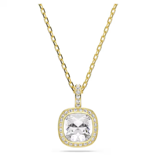 Una Angelic pendant Cushion cut, White, 18K gold finish