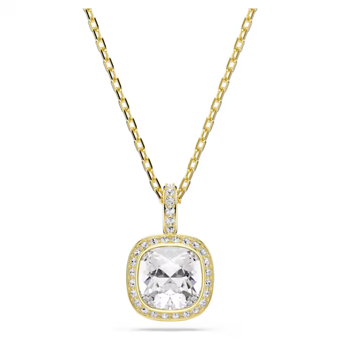 Una Angelic pendant Cushion cut, White, 18K gold finish