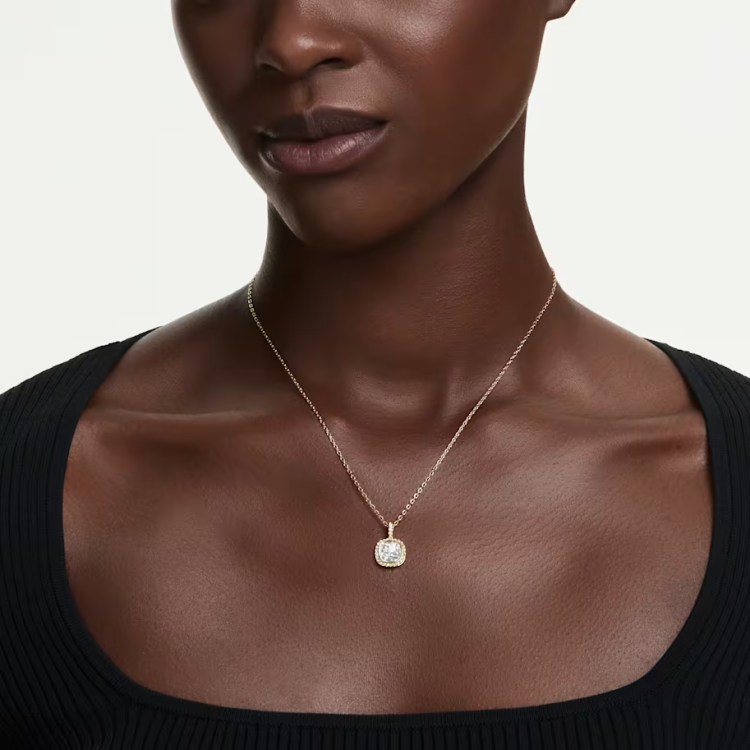 Una Angelic pendant Cushion cut, White, 18K gold finish