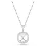 Una Angelic pendant Cushion cut, White, Rhodium plated