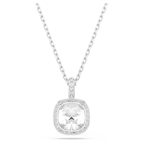 Una Angelic pendant Cushion cut, White, Rhodium plated