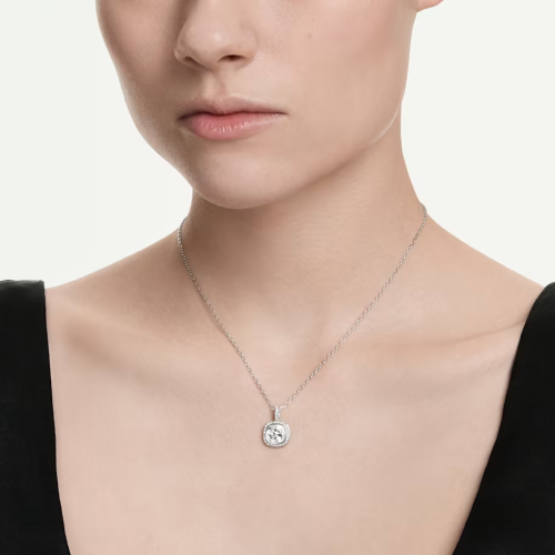 Una Angelic pendant Cushion cut, White, Rhodium plated