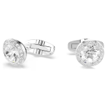 Una Angelic cufflinks Round cut, White, Rhodium plated