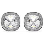 Una Angelic clip earrings Cushion cut, White, Ruthenium plated