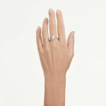 Una Angelic halo ring Cushion cut, White, Rhodium plated