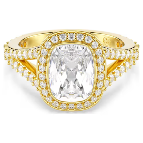 Una Angelic ring Cushion cut, White, 18K gold finish