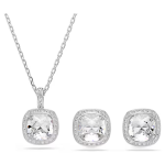 Una Angelic set Cushion cut, White, Rhodium plated