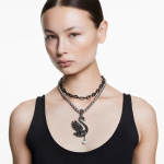 Swarovski Swan choker Swan, Black, Ruthenium plated