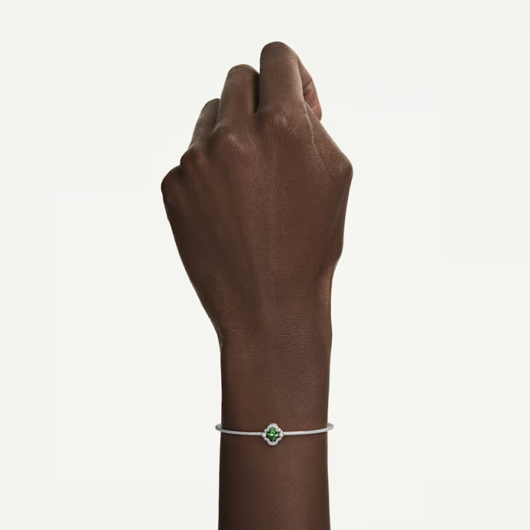 Una Angelic bangle Mixed cuts, Green, Rhodium plated