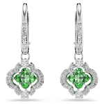 Una Angelic drop earrings Mixed cuts, Green, Rhodium plated