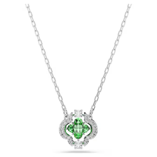 Una Angelic pendant Mixed cuts, Green, Rhodium plated