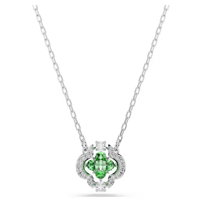 Una Angelic pendant Mixed cuts, Green, Rhodium plated