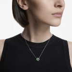 Una Angelic pendant Mixed cuts, Green, Rhodium plated